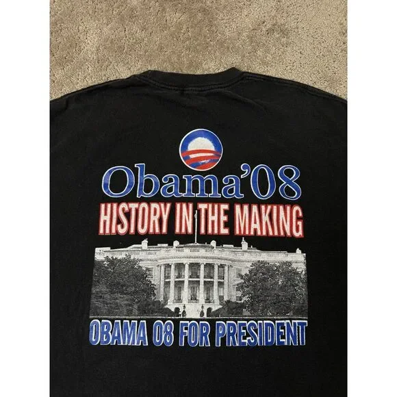 Vintage Mens Tshitr Barack Obama T-Shirt President 2008 Election Adult Tan Sz XL - Picture 5 of 6